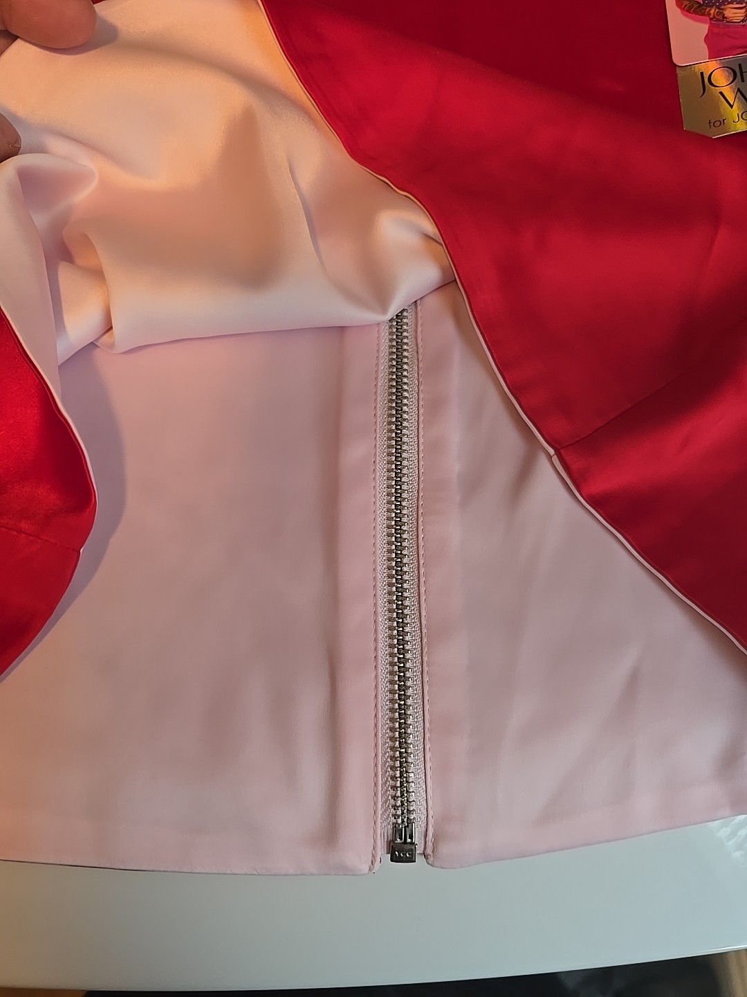 Johnny Wujek Reversible Mini Skirt Red/ Light Pink Size 0 $49 Retail NWT Silky