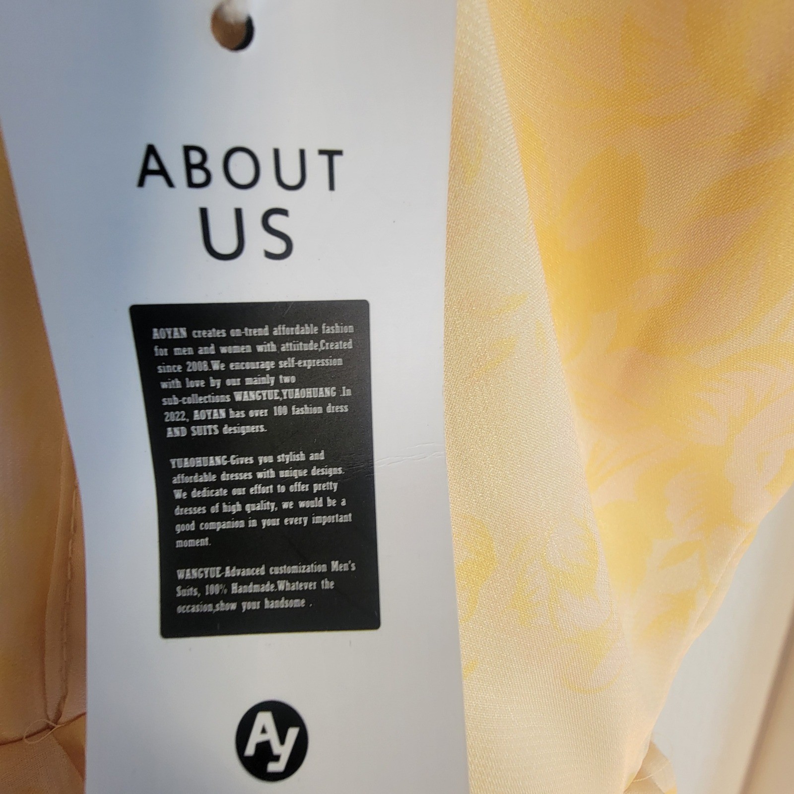 Ao Yan Butter Yellow Tiered Ruffled Maxi Formal Dress Prom Gown NWT Size S
