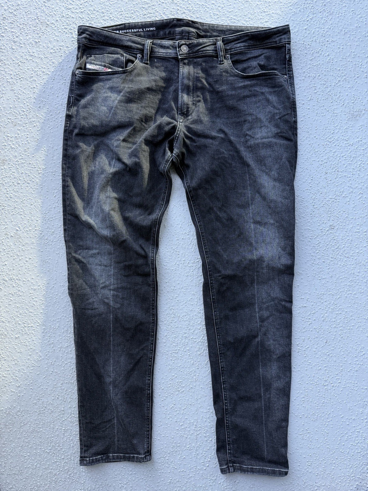 Diesel 1979 Sleenker Men’s Skinny Jeans W38 Black Grey Faded Stretch Low Waist