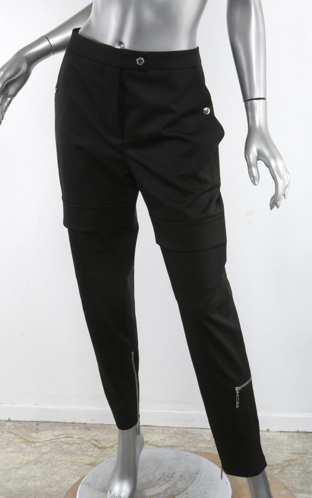 LOUIS VUITTON 2018 Womens Black High-Rise Silver-Zipper Pocket Pants 8/40 NEW