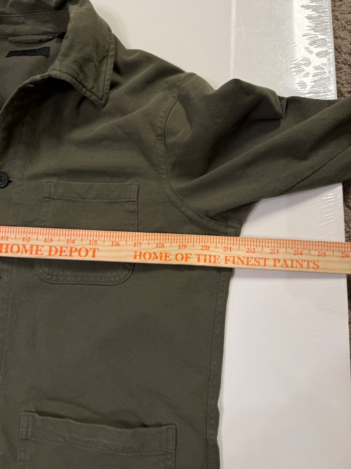 Uniqlo size M cotton blend utility jacket shacket patch pockets green