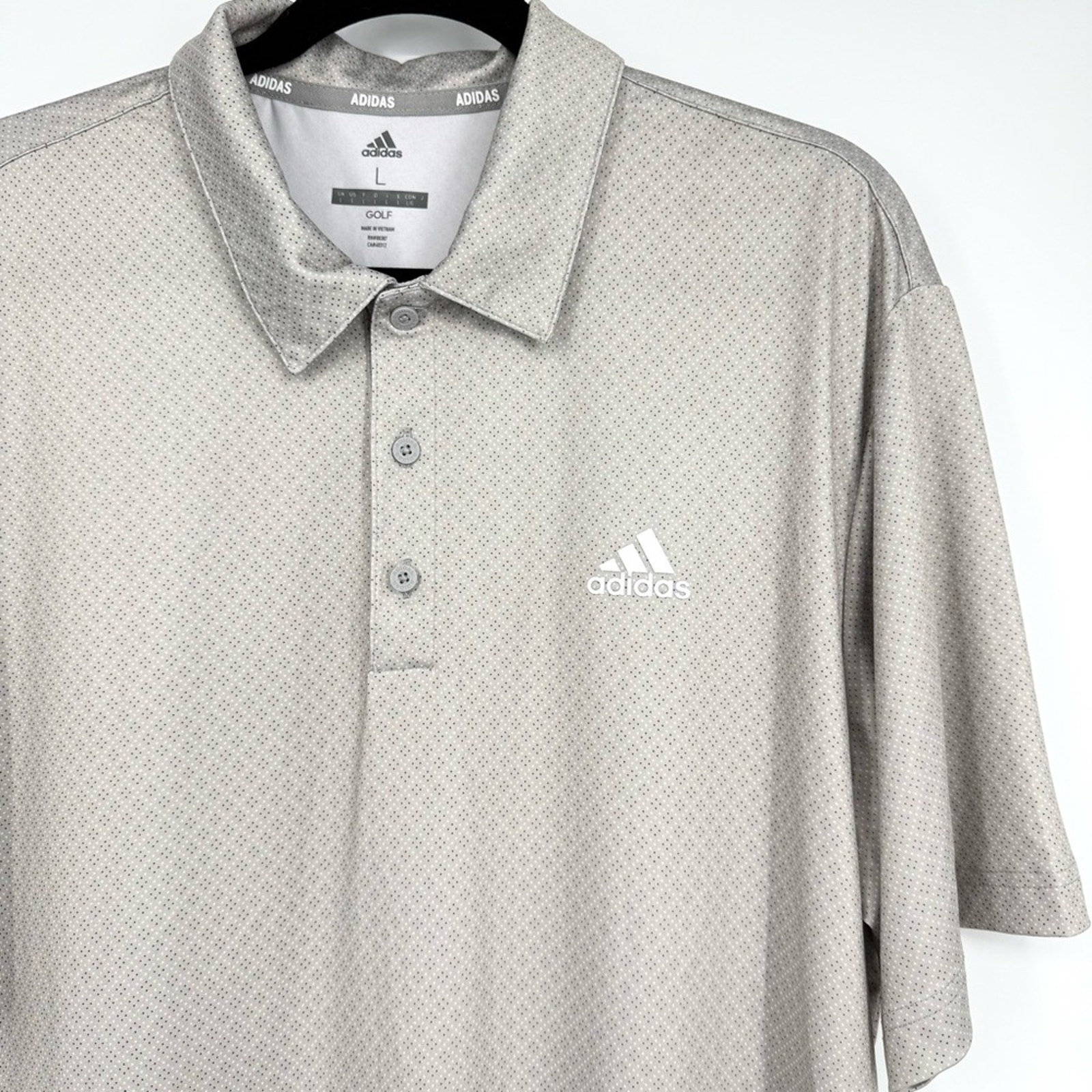 Adidas Men’s Golf Ultimate Gray Dot Print Polo Top Size L