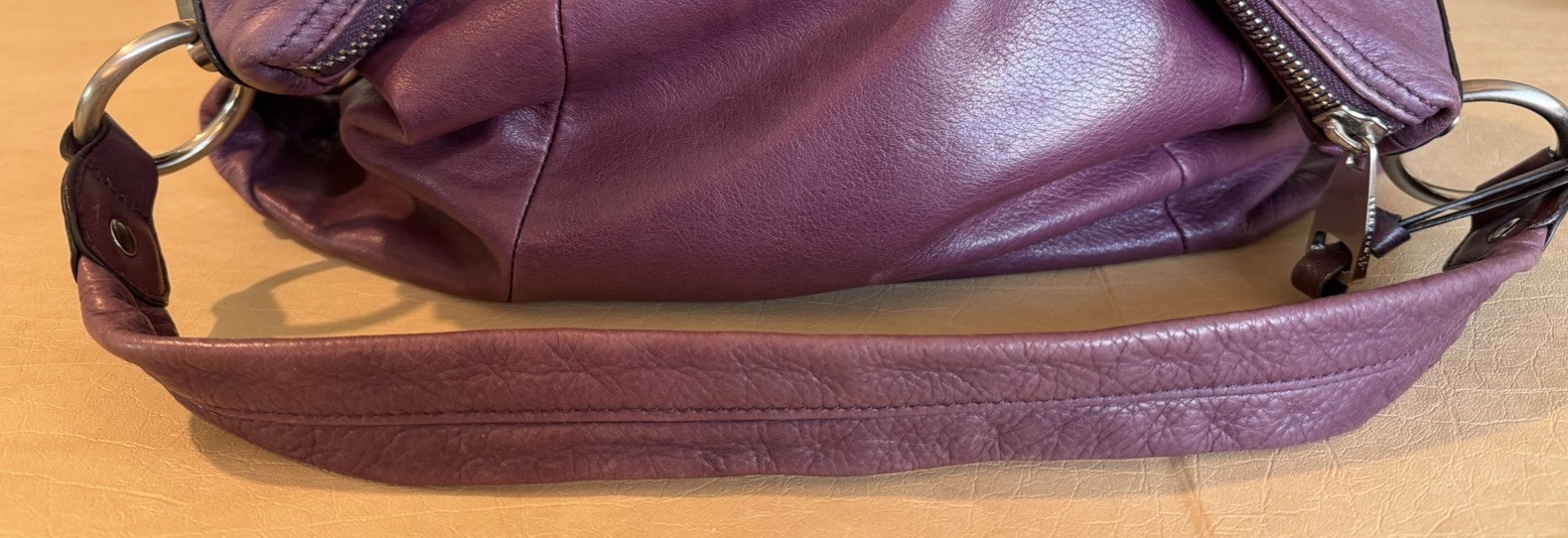 Vintage Y2K B. Makowsky Purple SOFT Leather Shoulder Bag Slouchy Purse 11.5”x15”
