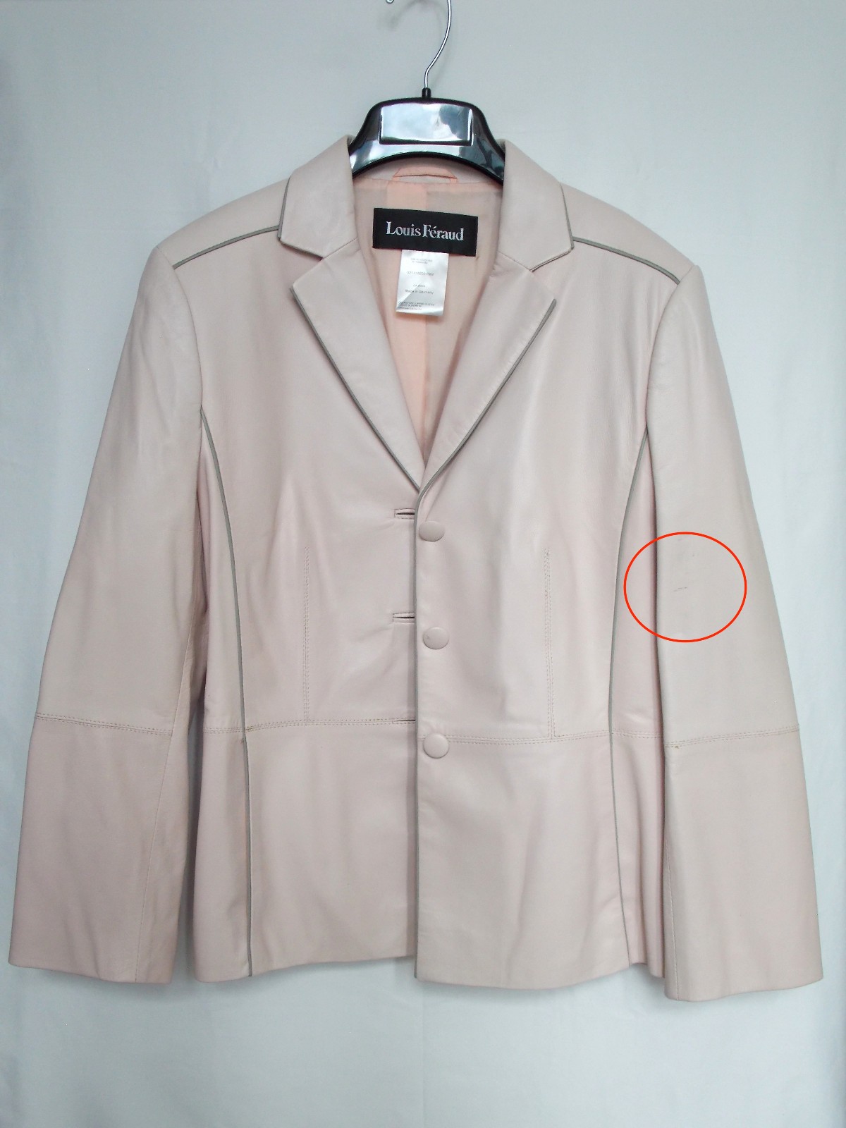 Louis Feraud Women’s Pink Leather Button Jacket Size 10