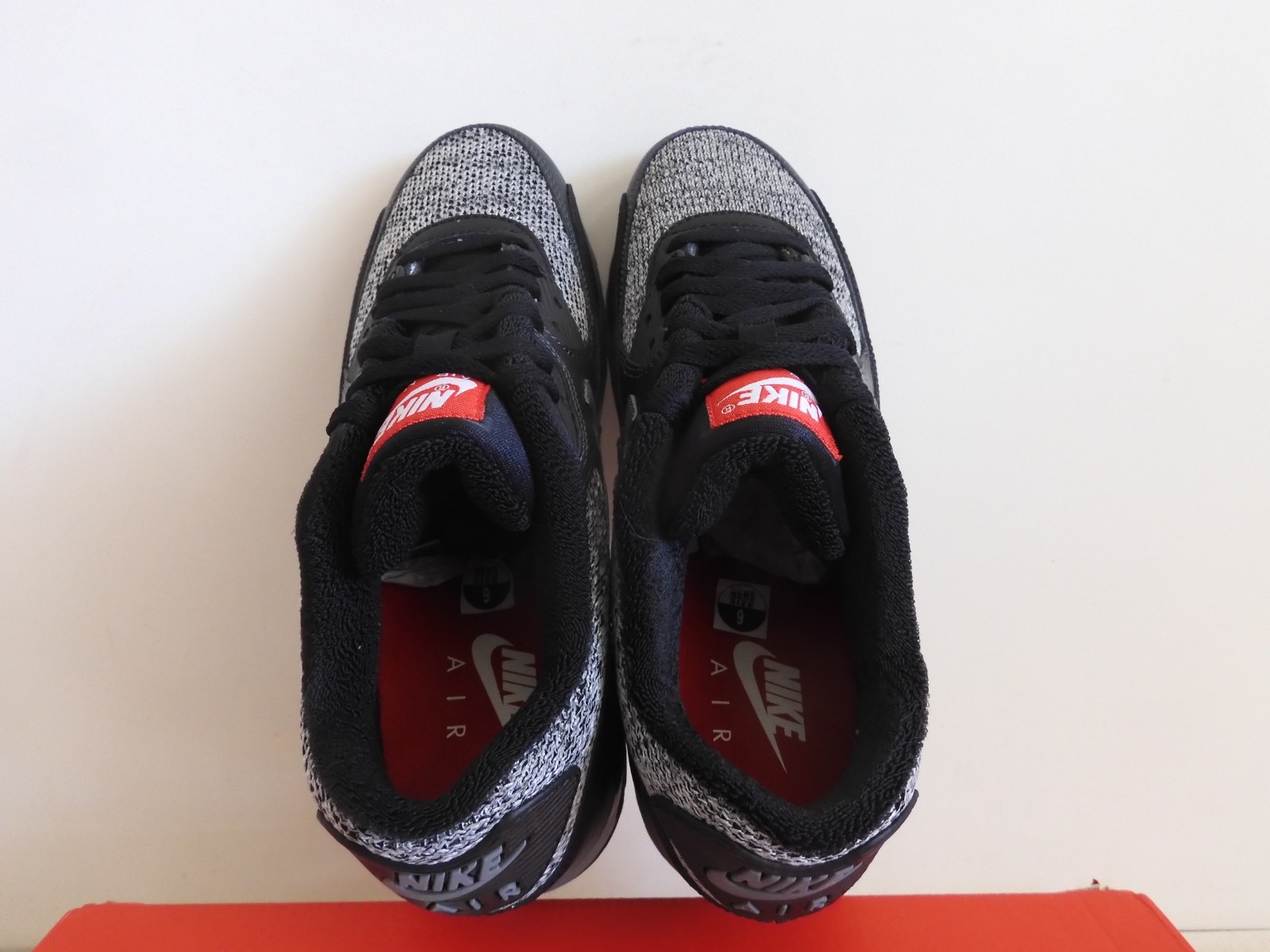 Nike Air Max 90 Essential Wool Black-Grey-Anthracite-Red Sz 9 Rare! [537384-065]
