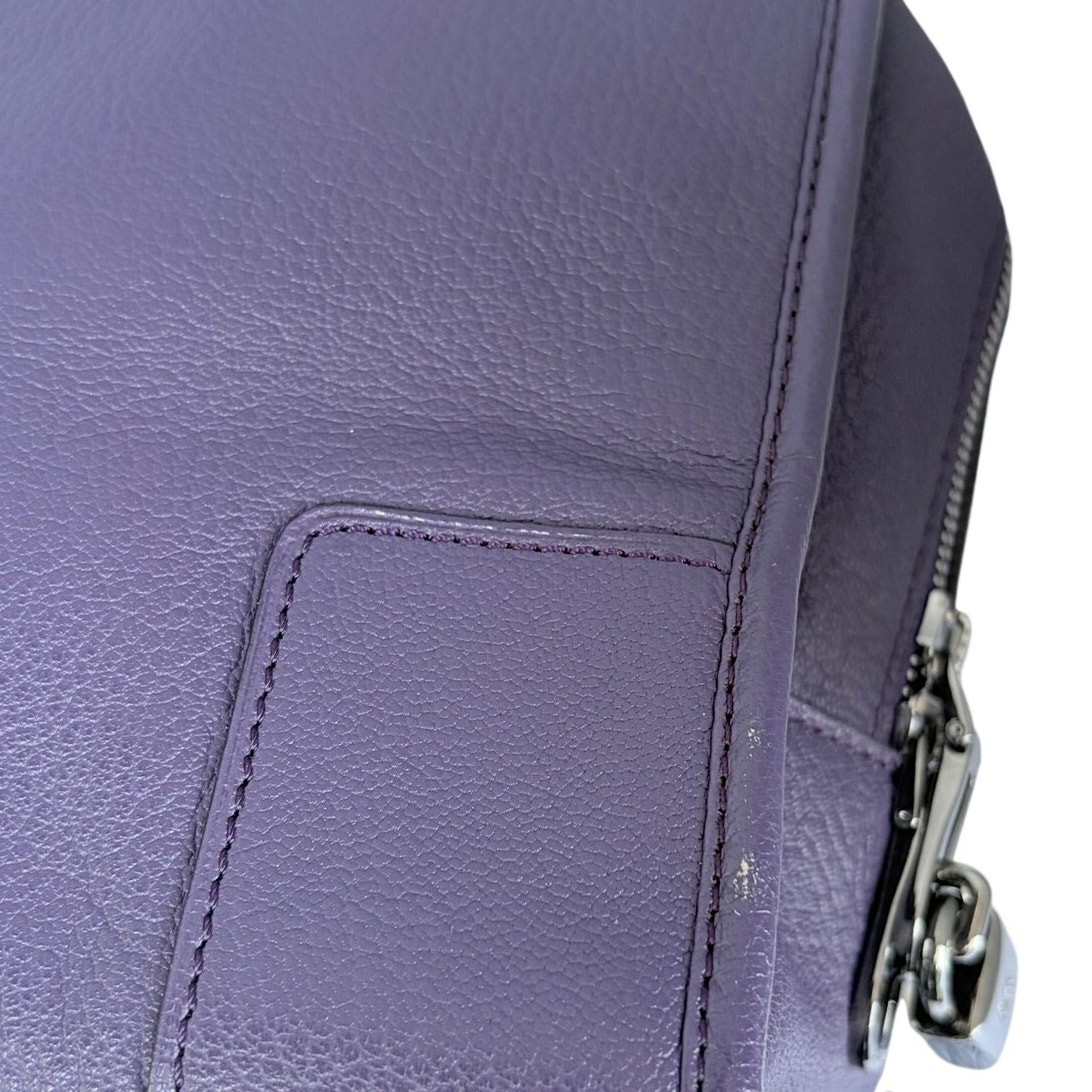 Loewe Amazona 36 Purple Leather Top Handle Bag Silver Hardware COA Dustbag Keys