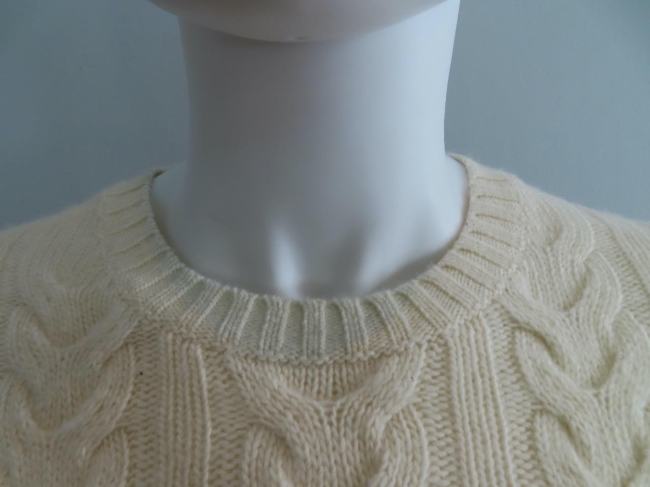 Todd Snyder Cream Merino Wool Cable Knit Crew Neck Pullover Sweater Size M