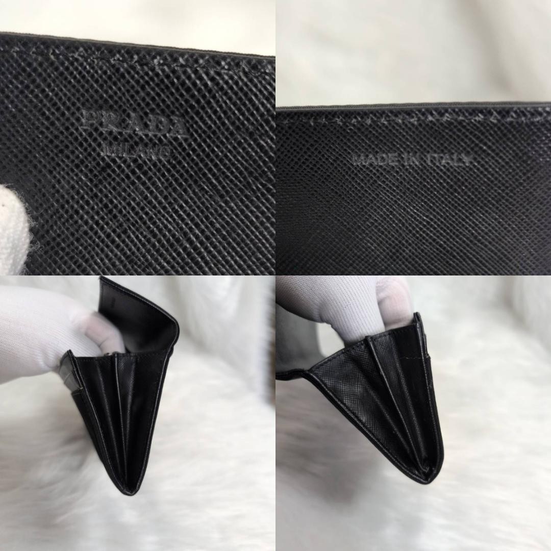 PRADA Triangle Logo Plate Nylon Leather Bi Fold Long Wallet 1M1037