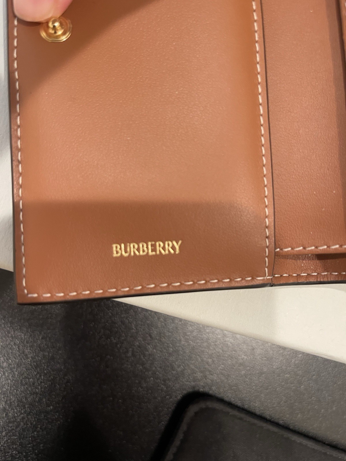 Burberry Plaid Check Fold Wallet w/ Zip Pocket, Beige Brown Multicolor Women