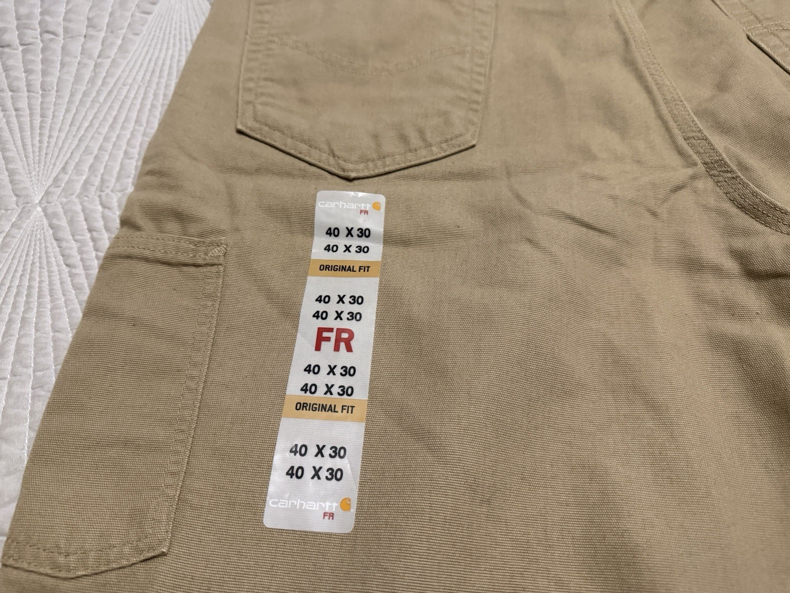 Carhartt FR Flame Resistant Canvas Cargo Workwear Pants Men 40 X 30 Tan Pockets