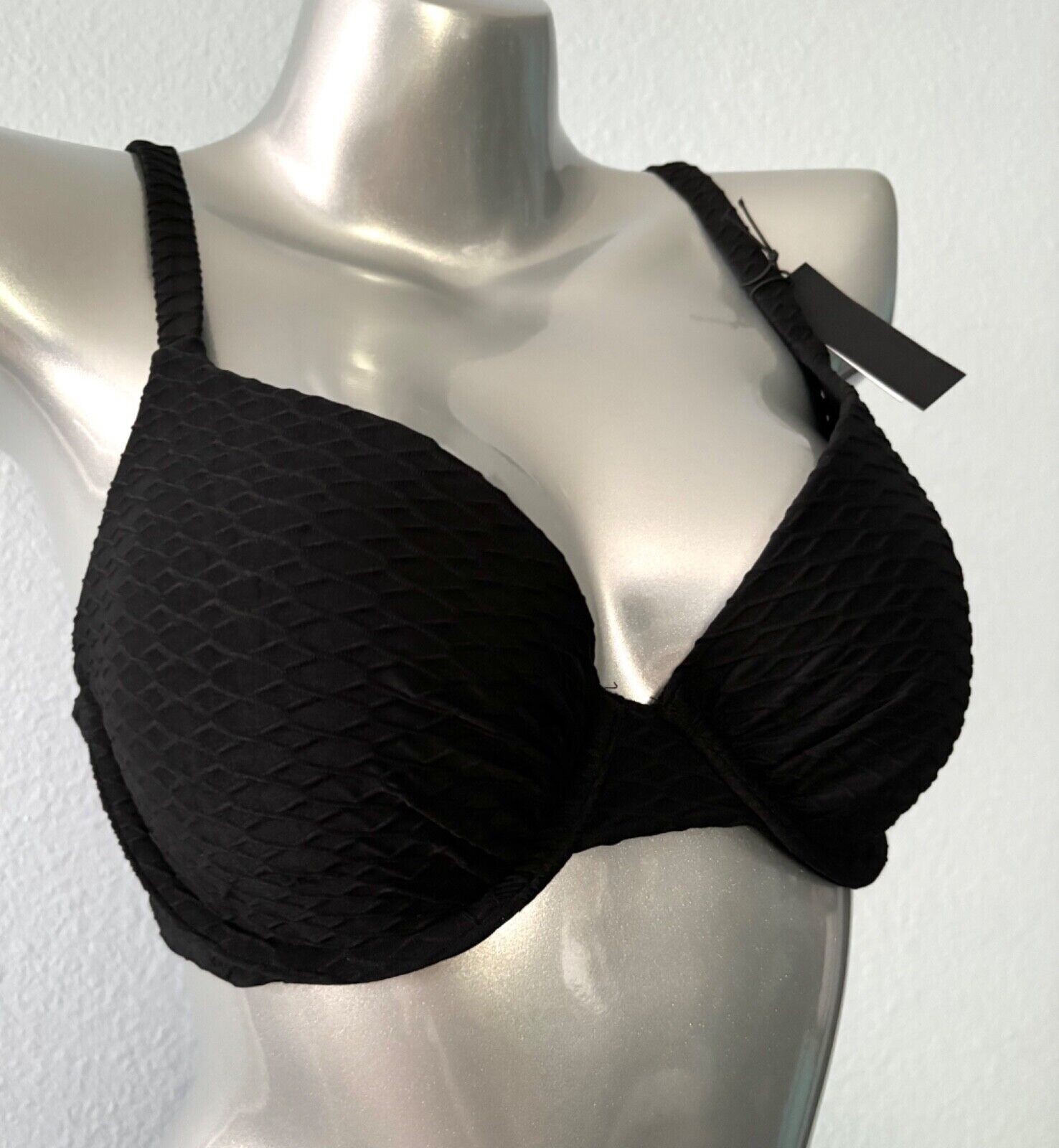 Victoria’s Secret Swim Nwt Bikini Black Underwire Textured Top
