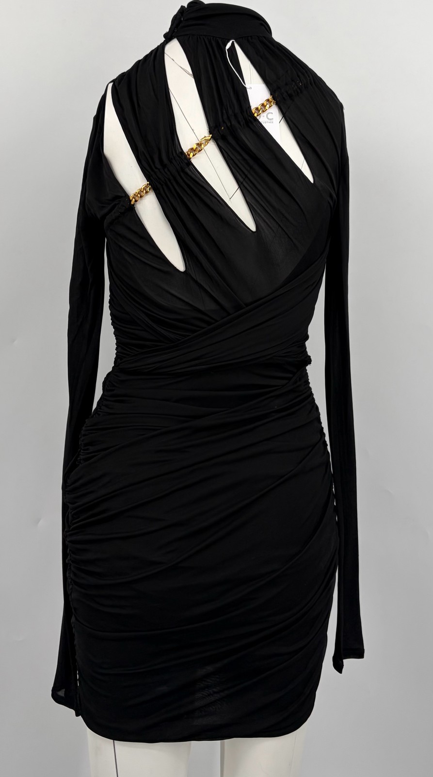Emilio Pucci FW 2014 Black Mesh Long Sleeve Cut-Out Chain-Link Mini Dress sz 4