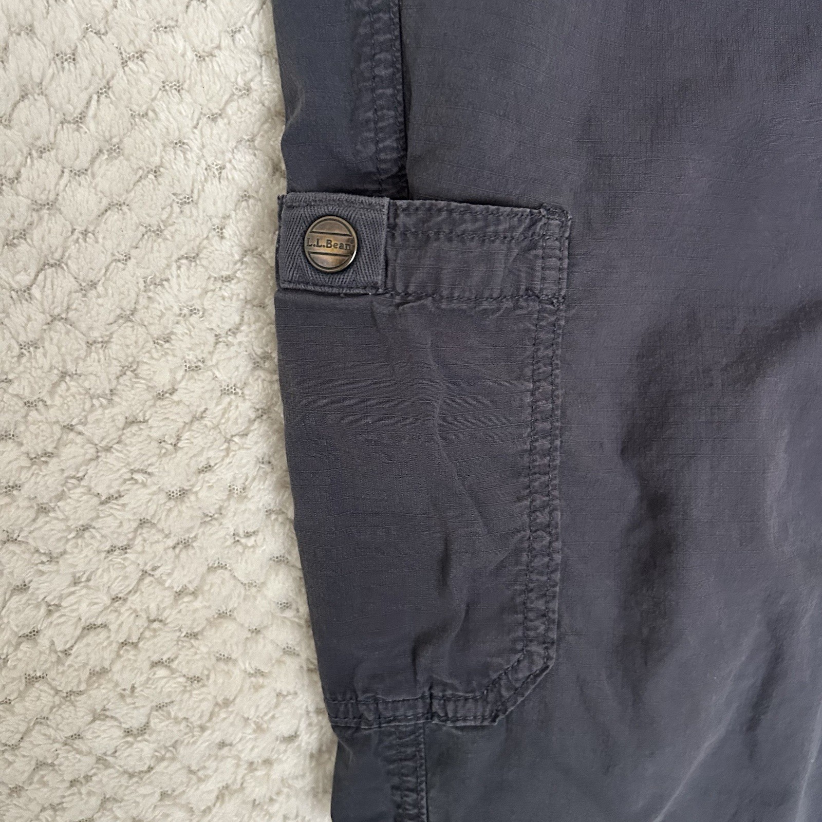 LL Bean Ripstop Cargo Pants Women M Navy blu Straight Leg Drawstring 505027