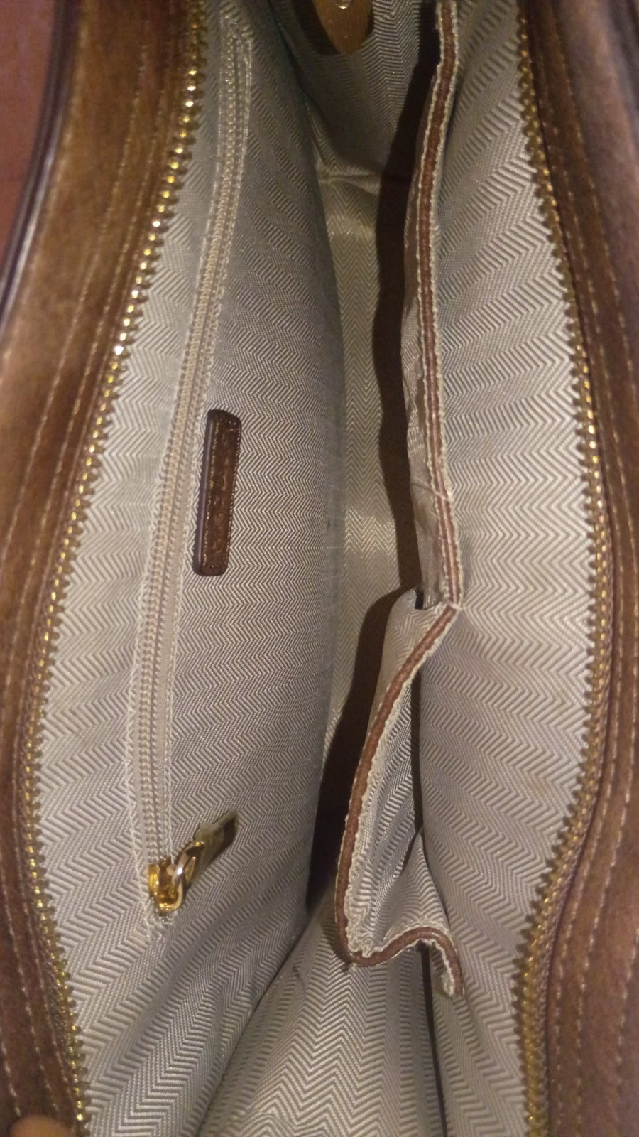 Mocca Brown Shoulder Bag with Zip Closure, Pebbled Finish, Gold Hardware