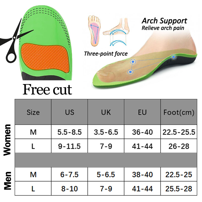 Ergonomic Insoles Gel Orthotic Running Insert Shoe Pad Arch Support Heel Cushion