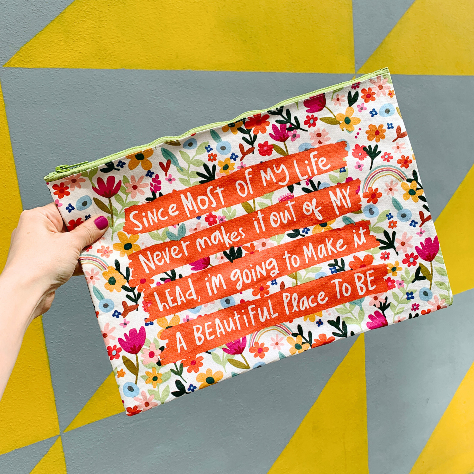 BlueQ and Primitives by Kathy Funny Jumbo Pouch | Perfect for magazines, papers