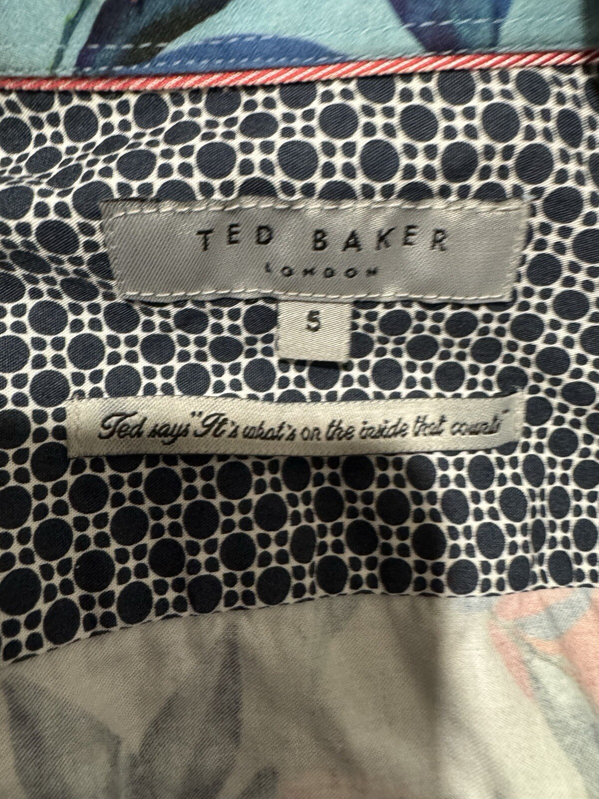 Ted Baker London Navy Teal Green Floral Print Short Sleeve Button Shirt Men’s M