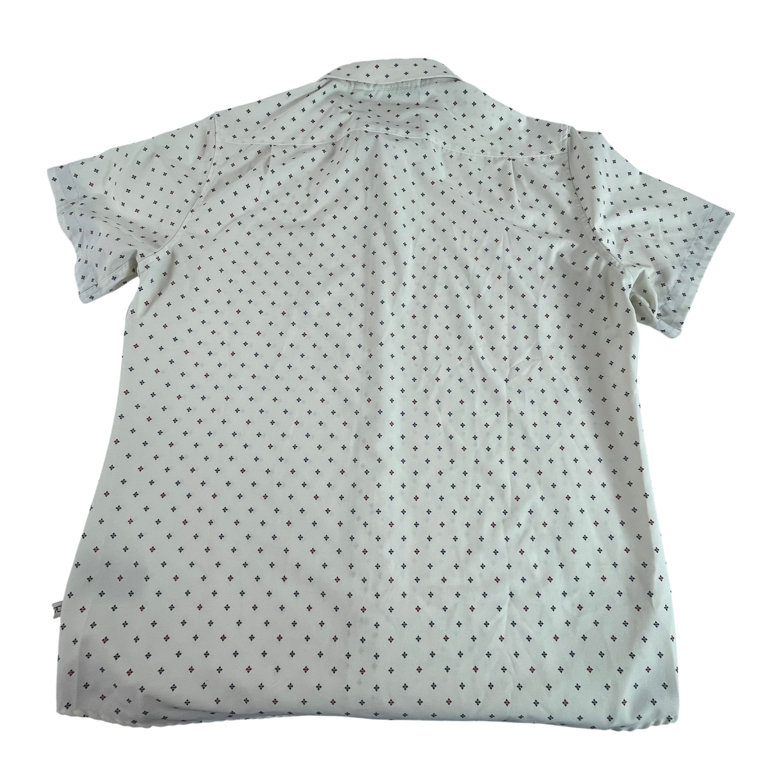 7 Diamonds 4 Way Stretch Button Front Shirt Mens Large White Dot Pocket