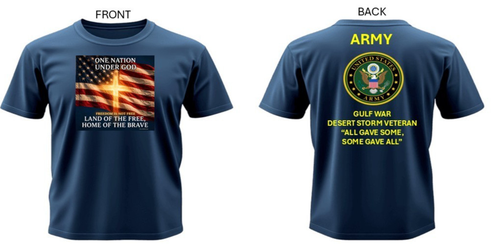 US ARMY* KOREAN WAR VETERAN*UNDER GOD*2-SIDED SHIRT. ARMY OFFICIAL LICENSE