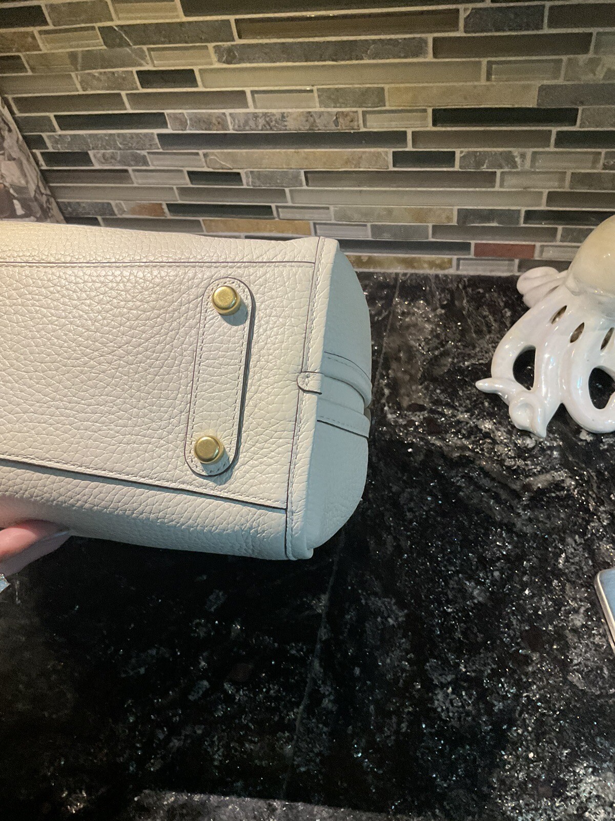 Coach Lori Suede Pebbled Leather Shoulder Bag Chalk Ivory C5265