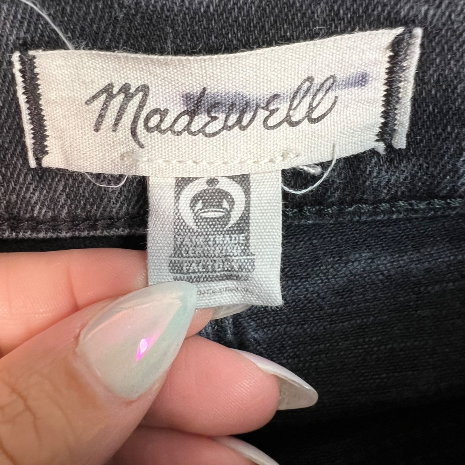 Madewell Womens Size 25 P Stovepipe Jeans Black Denim Cotton Blend