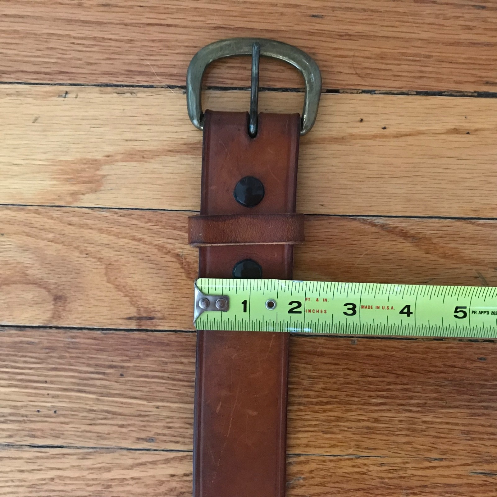 Bianchi Men’s Classic Heavy-Duty Leather Belt w/ Solid Brass Buckle Size 38