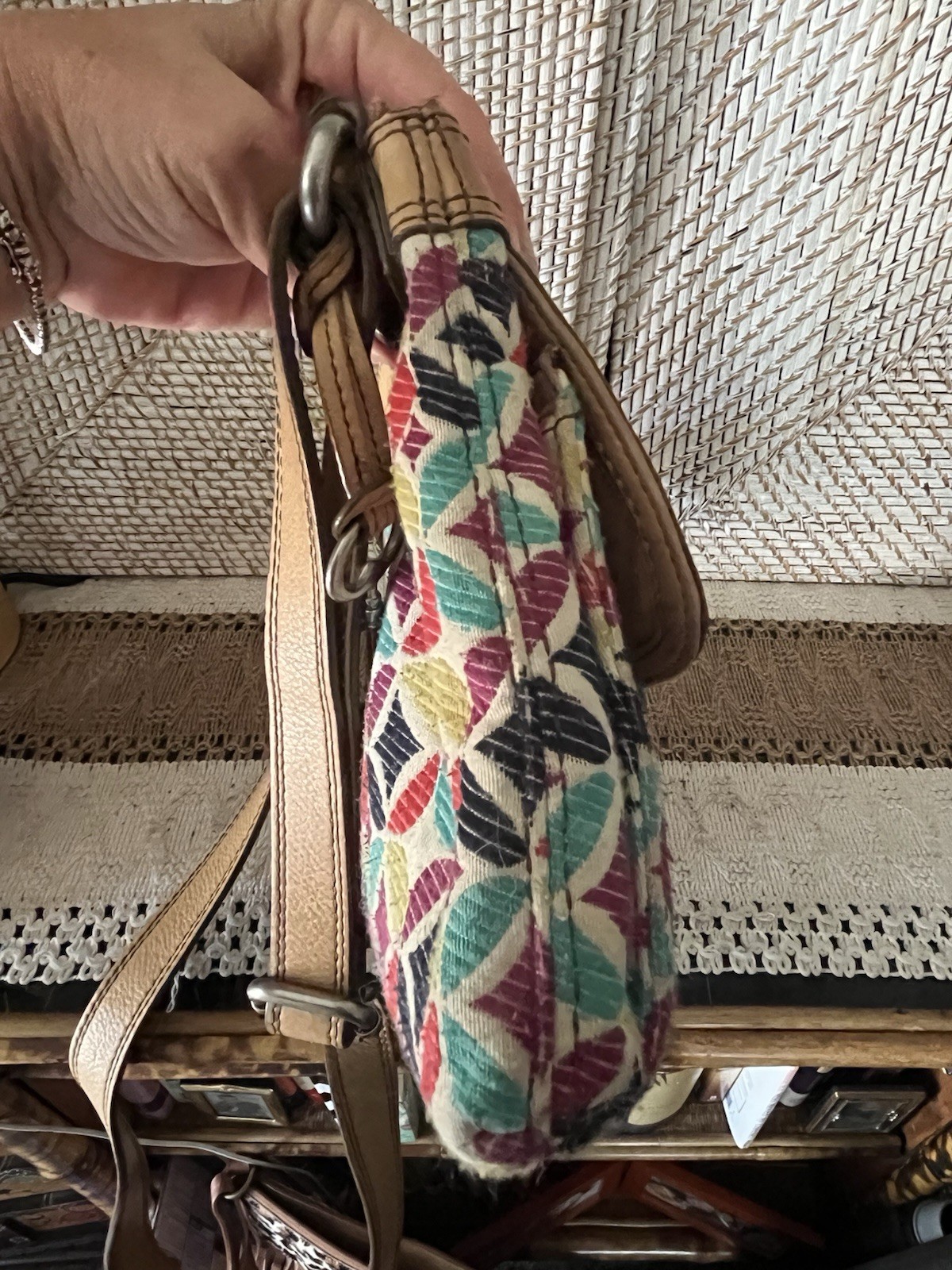 FOSSIL Maddox Shoulder Bag Or Crossbody, Turn Lock Front Zip Closure, Colorful