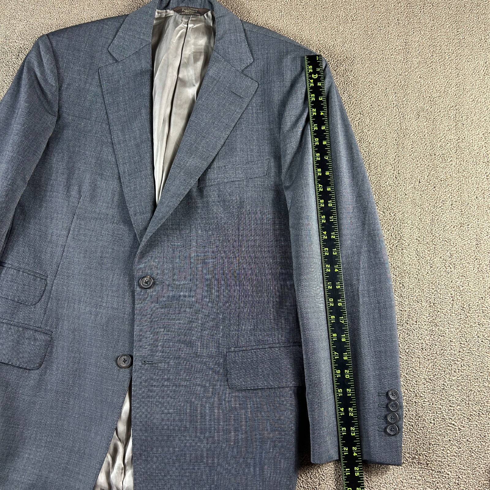 Paul Stuart Men’s Hacking Jacket Sport Coat Blazer Gray Nailhead Size 41R *Read*