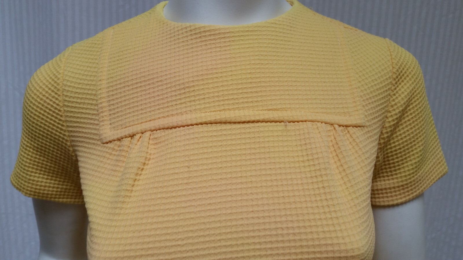Vintage 1960s MARIE PHILLIPS ORIGINAL Yellow Double Knit Shift Dress – Size XS/S