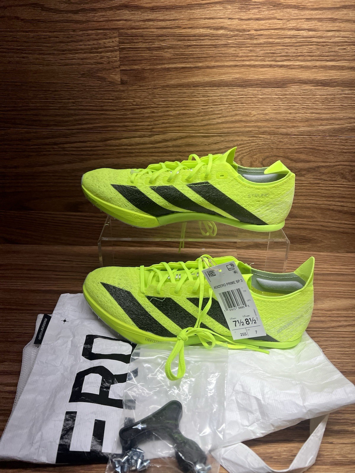 adidas Adizero Prime SP 3 Track Spikes Lucid Yellow Black Men’s Size 7.5 IH5800