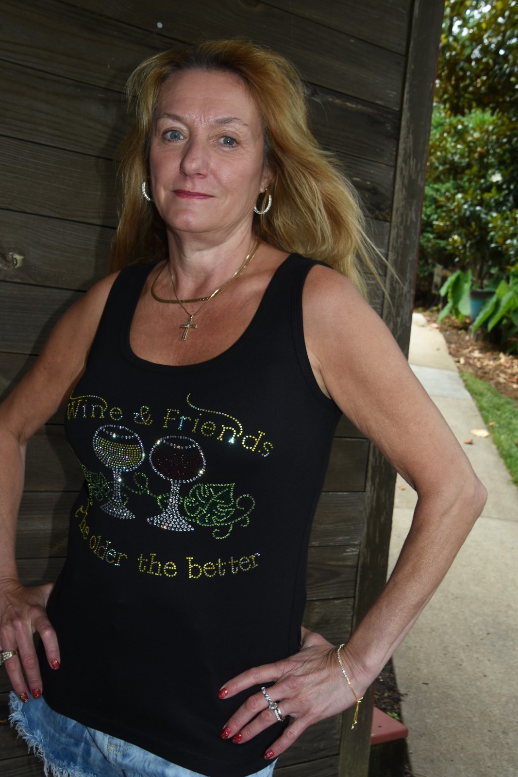 Wine & Friends rhinestone bling shirt or tank XS S M L XL XXL 1X 2X 3X 4X 5X