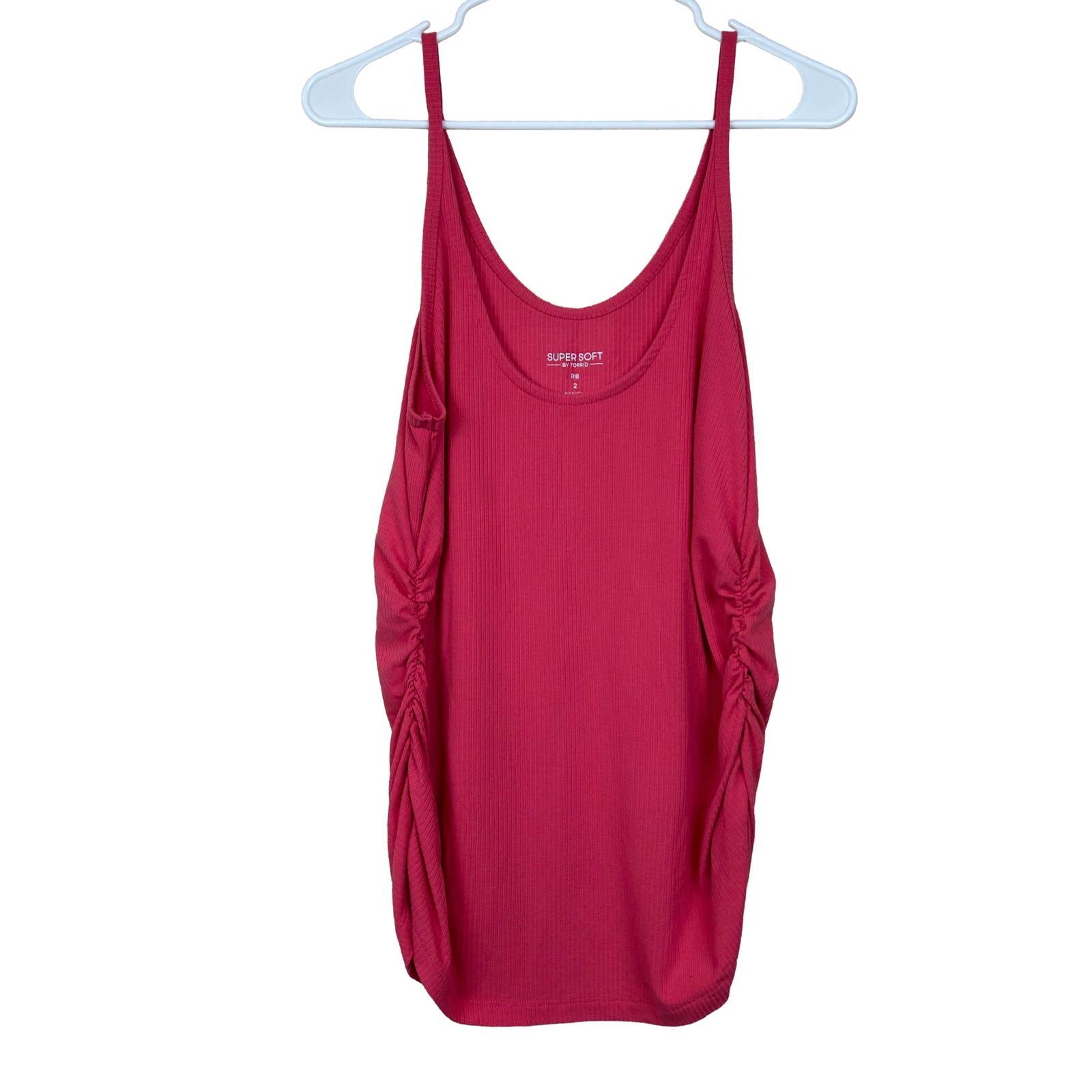 EUC Torrid Side Ruched Ribbed Tank in Pink Torrid Size 2 18 20