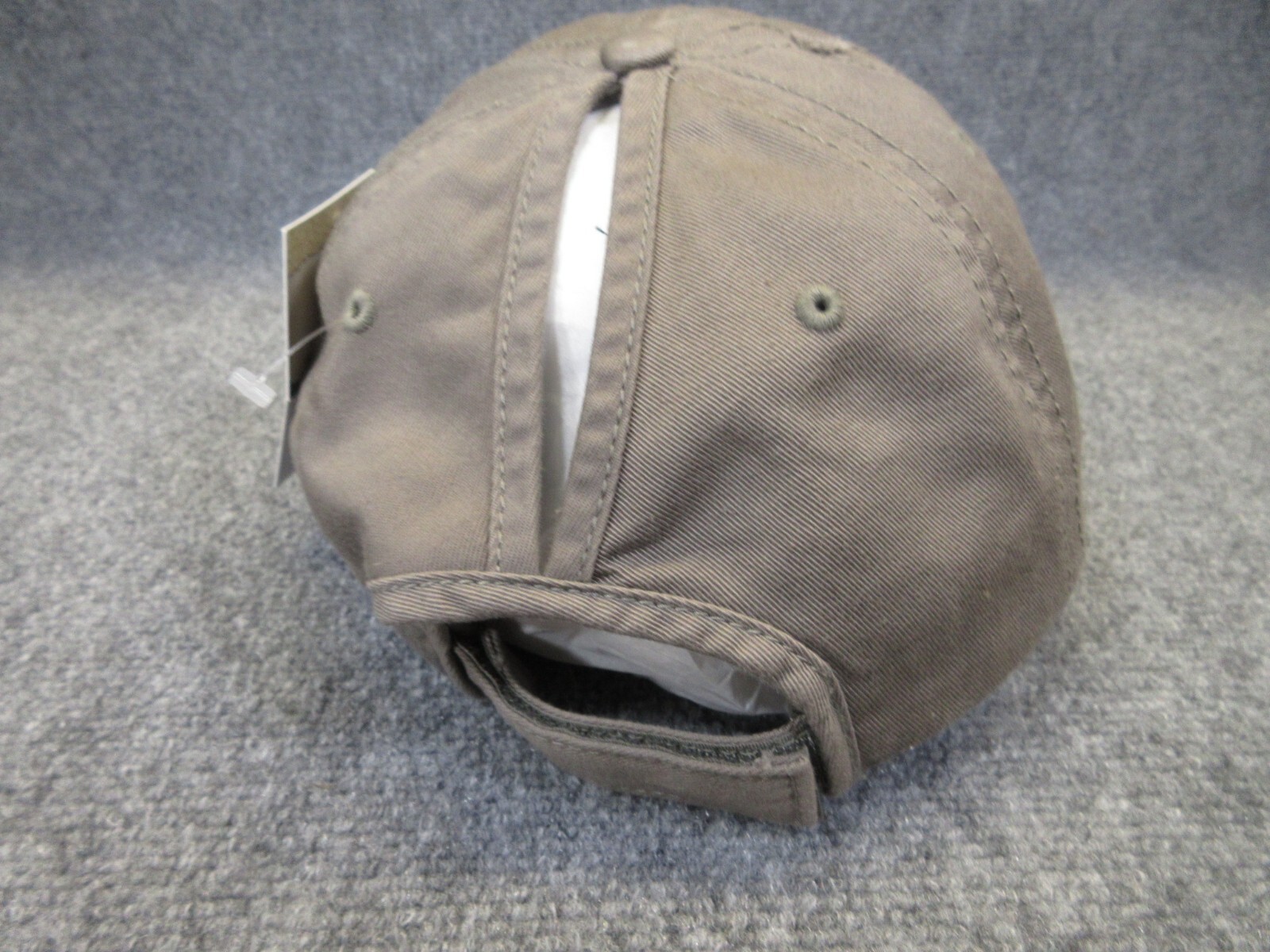 Kbethos Ponytail Hat Cap Hook And Loop Strap Back Gray Distressed Womens NEW NWT