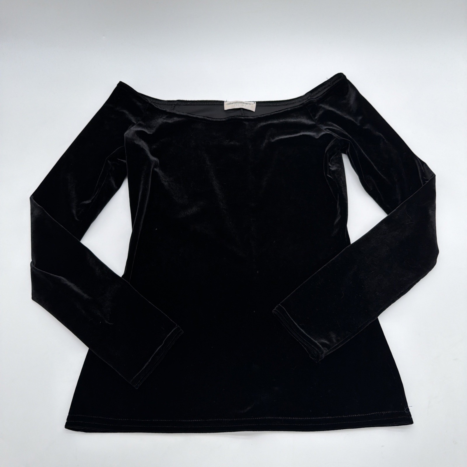 Express Tricot Blouse Women M Long Sleeve Black Solid.#43096