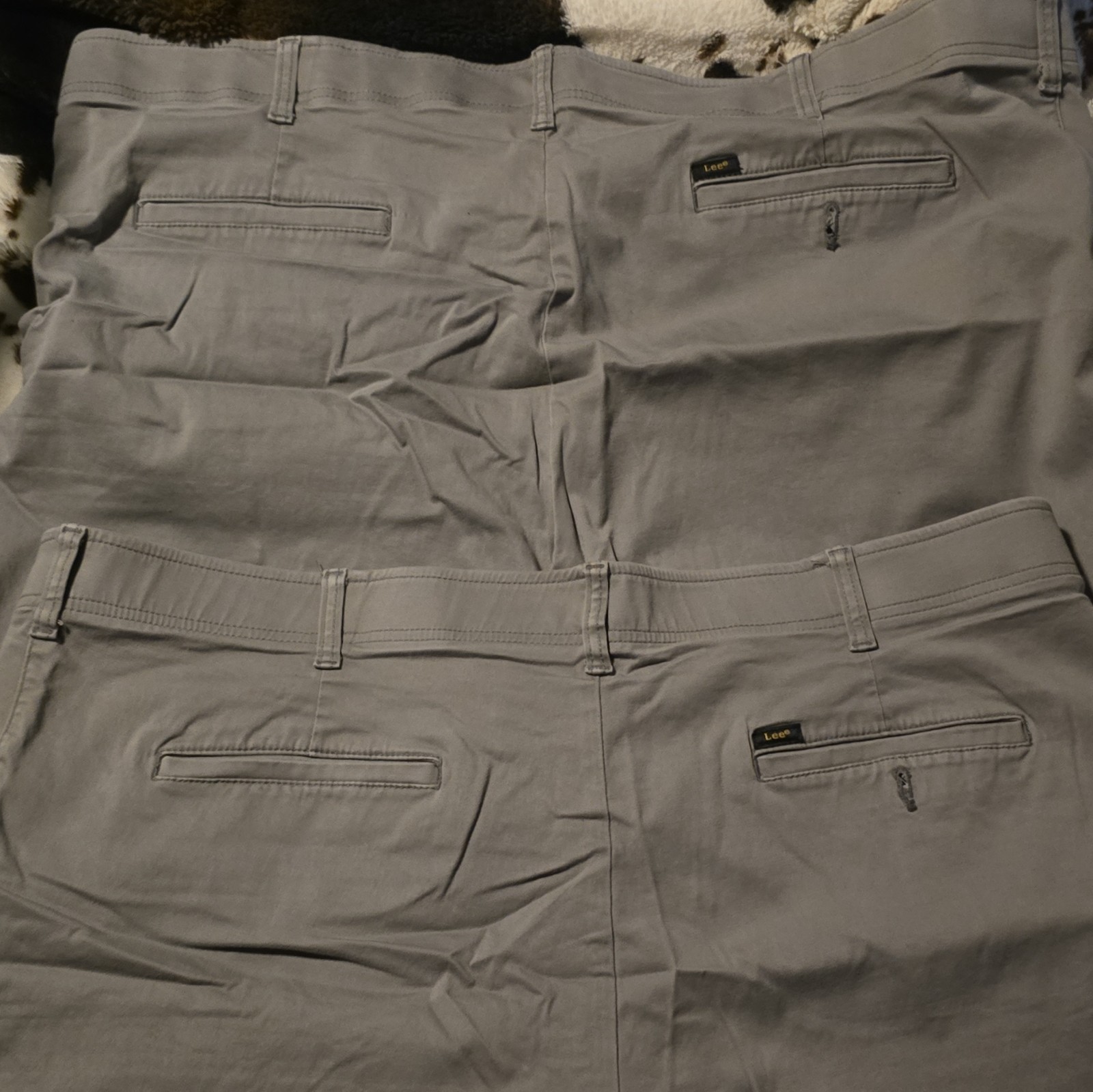 2 Pair Lee Extreme Motion Gray Stretch Chino Pants Straight Leg Waist 48