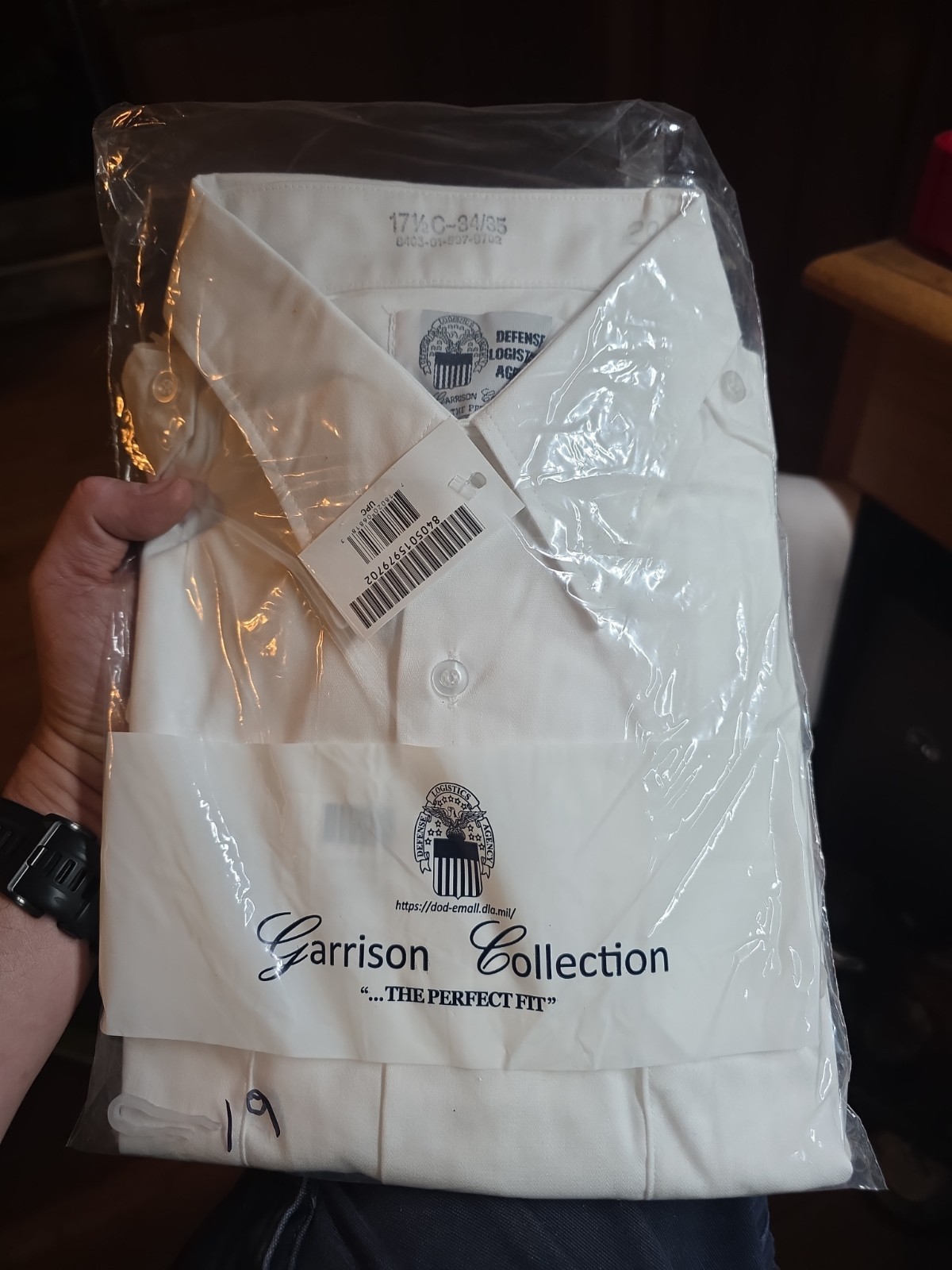 Garrison Collection Solid White Long Sleeve Army Dress Shirt Mens 17.5 C-34/35