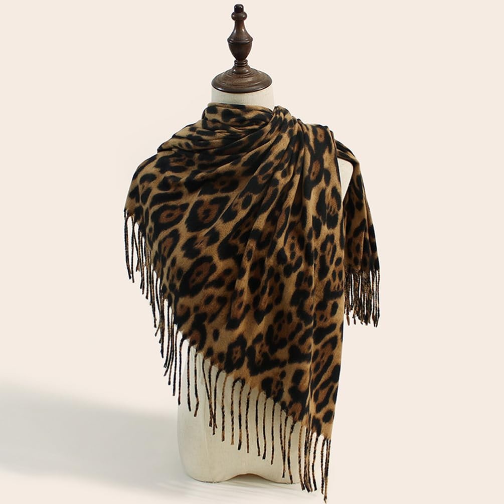 Classic Leopard Print Scarf Winter Warm Animal Soft Cashmere Blanket Wrap