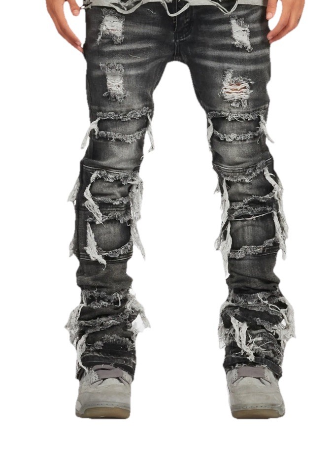 Vasco Grey Stacked Flare Jeans By Rockstar Size 38