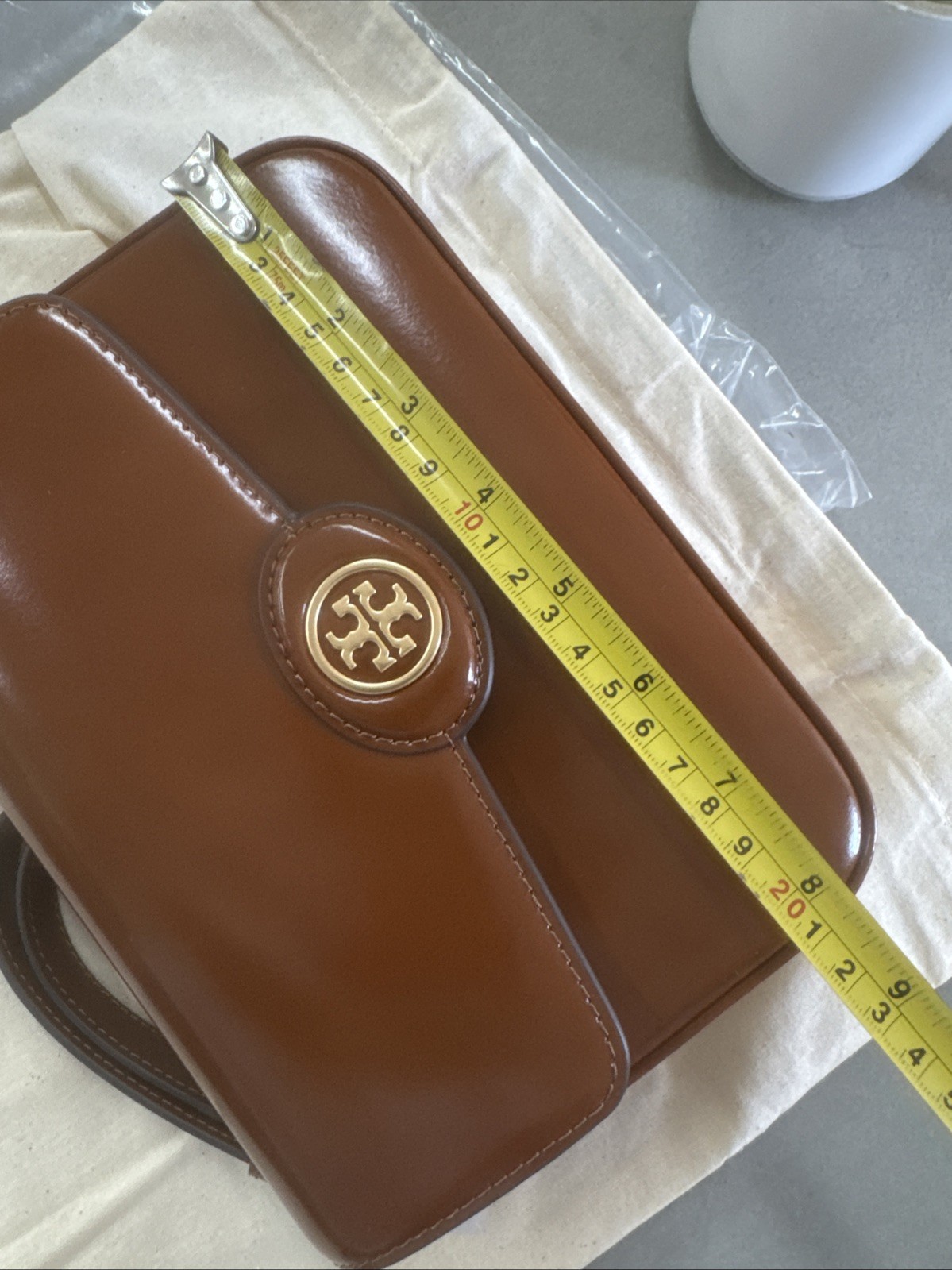 NWT TORY BURCH $420 DARK SIENNA ROBINSON SPAZZOLATO CONVERTIBLE SHOULDER BAG