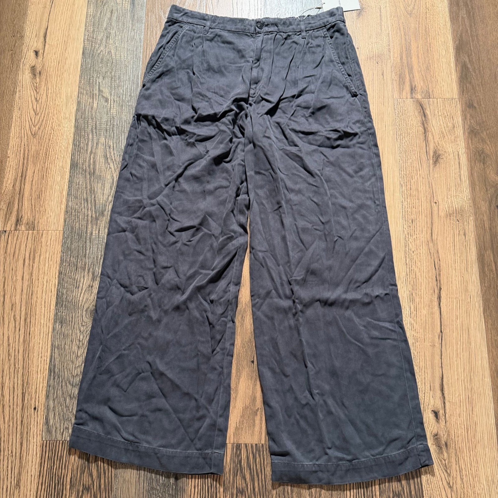Everlane The Tencel Twill Pleated Chino Forged Iron Size 16 NWT