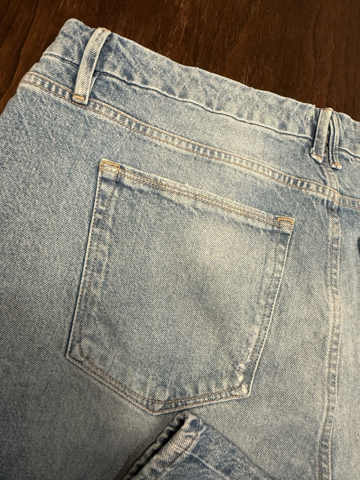 Good American Size 18 Good Classic High Rise Distressed Straight Leg Blue Jeans