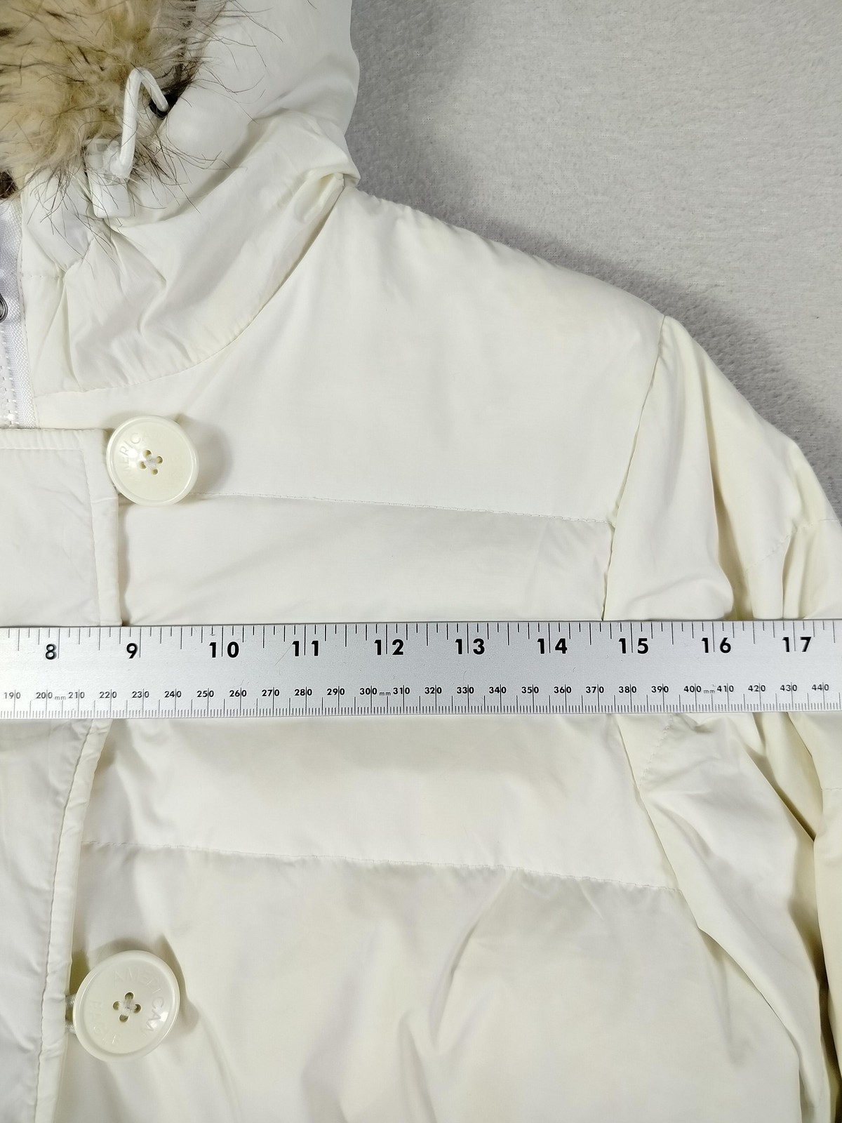 American Eagle Outfitters Jacket Womens Medium White Hooded Down Puffer Faux Fur