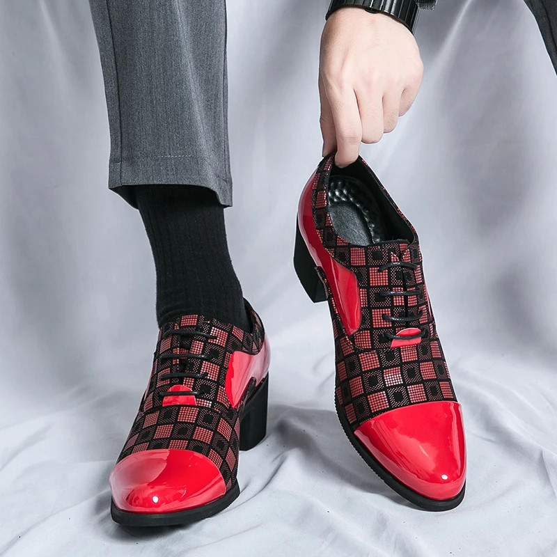 With 6 Cm Heel Extra Height Business Formal Pointed Leather Shoes for Men