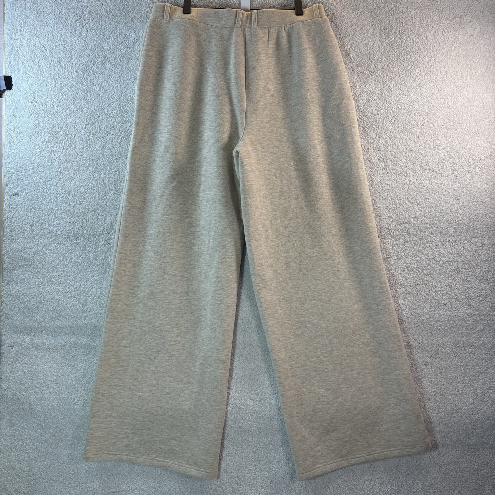 Ogl Move 2Pcs Set Split Hem Top & High Waisted Wide Leg Pant Heather Beige Sz L