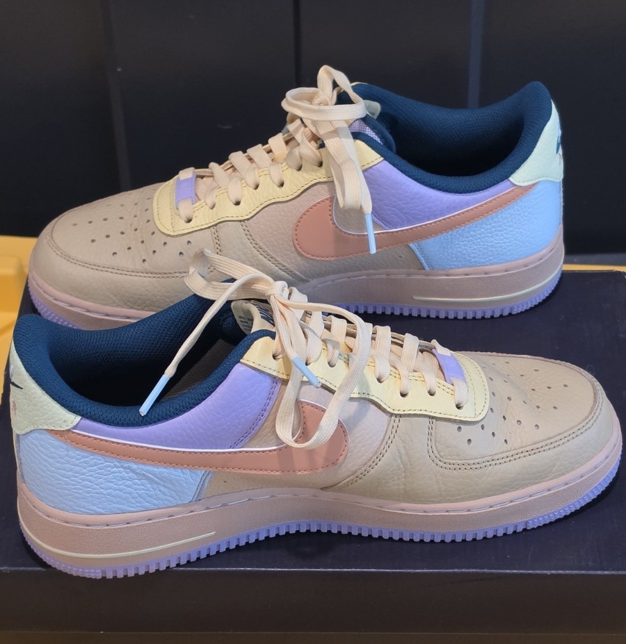 Nike Air Force 1 ’07 LV8 Multicolor Colorblock Beige Peach Blue Men’s Sneakers