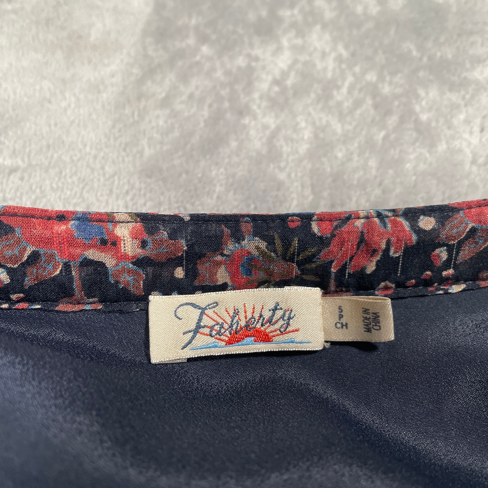 Faherty Sage Wood Top Small Floral Silk Blend Metallic Peasant Cottage Stargaze