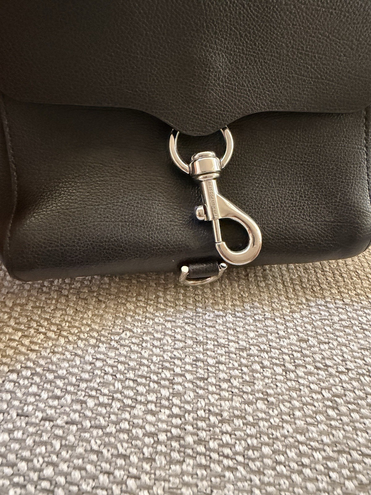Rebecca Minkoff Mini MAC Black Pebbled Leather Crossbody Bag Silver Hardware