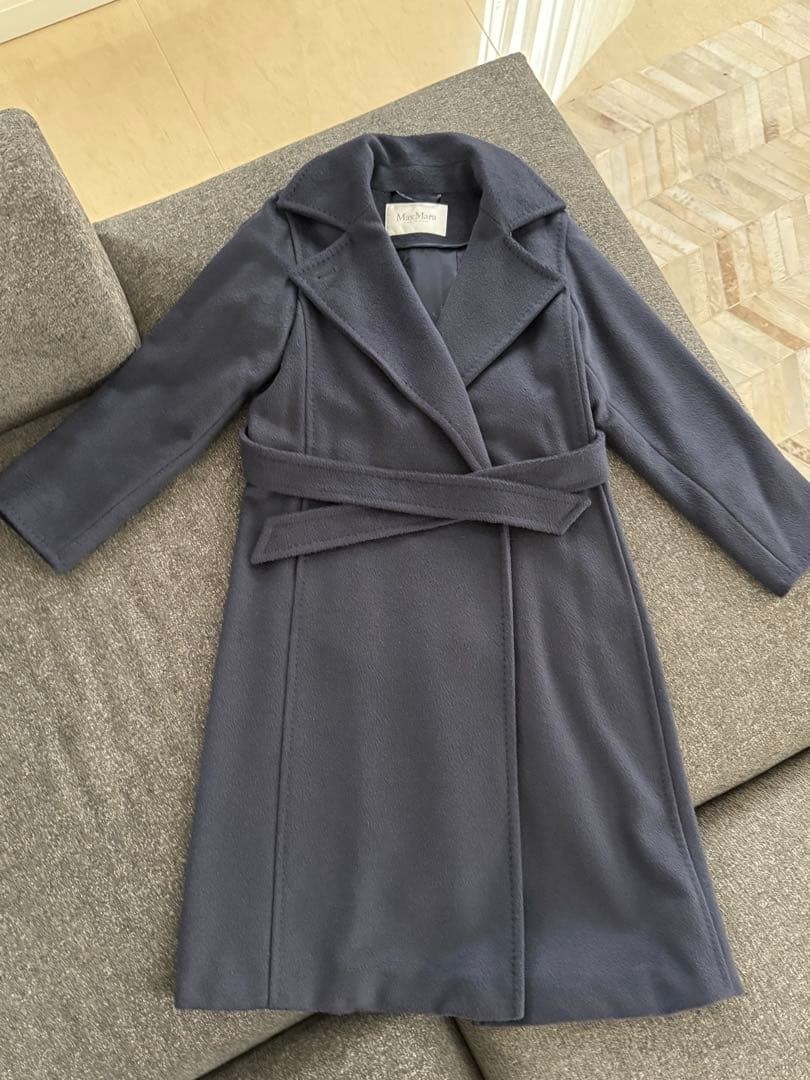 Max Mara Manuela Long Coat for Women, Camel Hair, Navy, Size XXS
