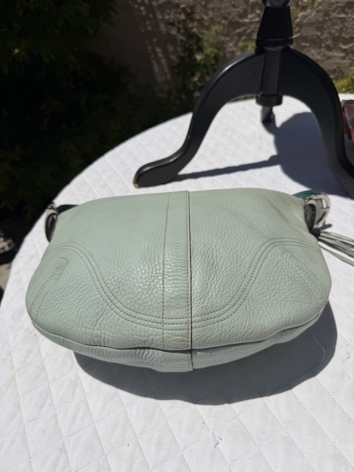 *worn* Vintage Y2K Coach 3227 Baby Blue Pebbled Leather Soho Hobo Shoulder Bag