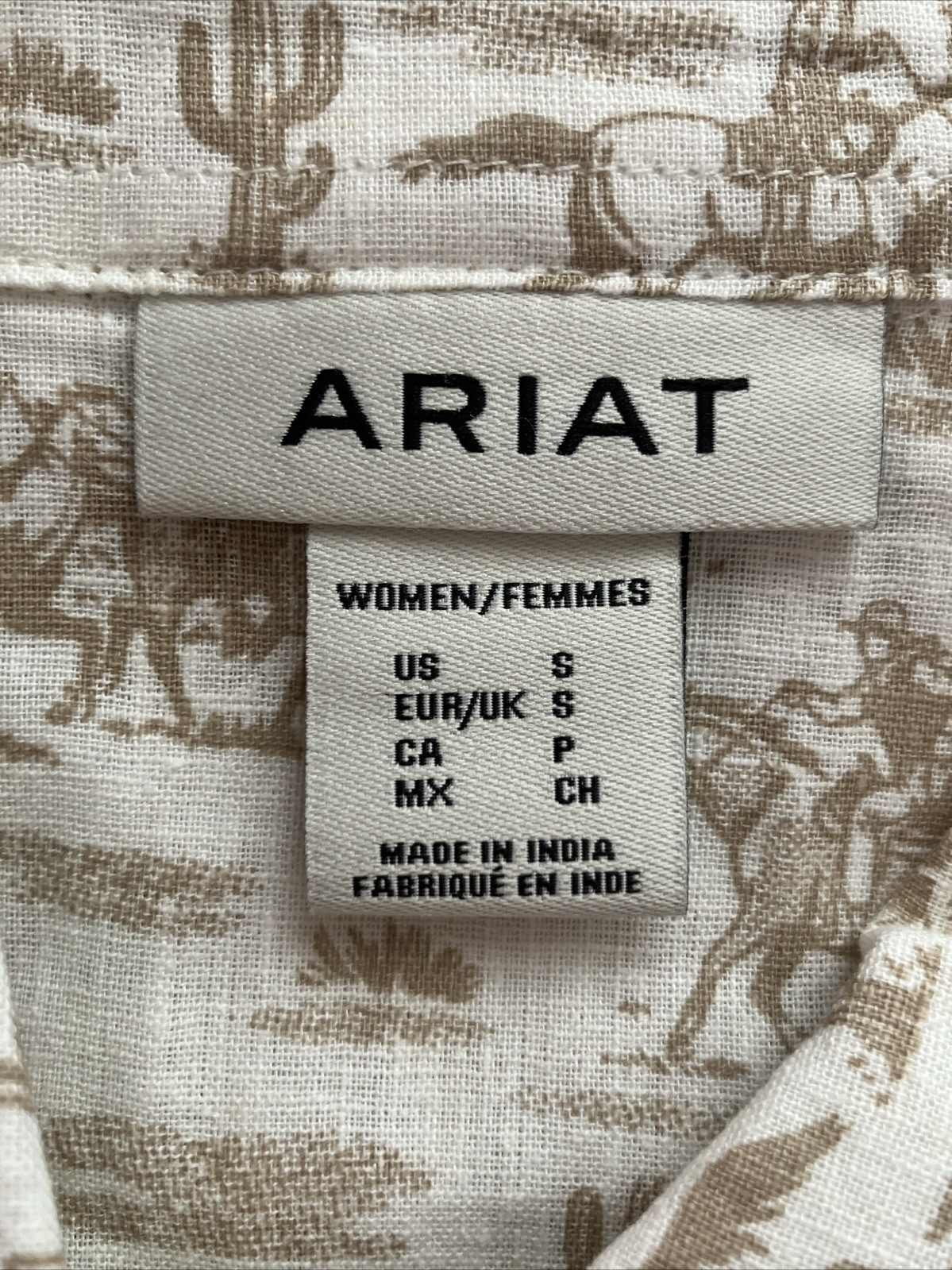 Ariat Horse Print Shirt Womens Small Western Linen Blend Button Up Layering NWT